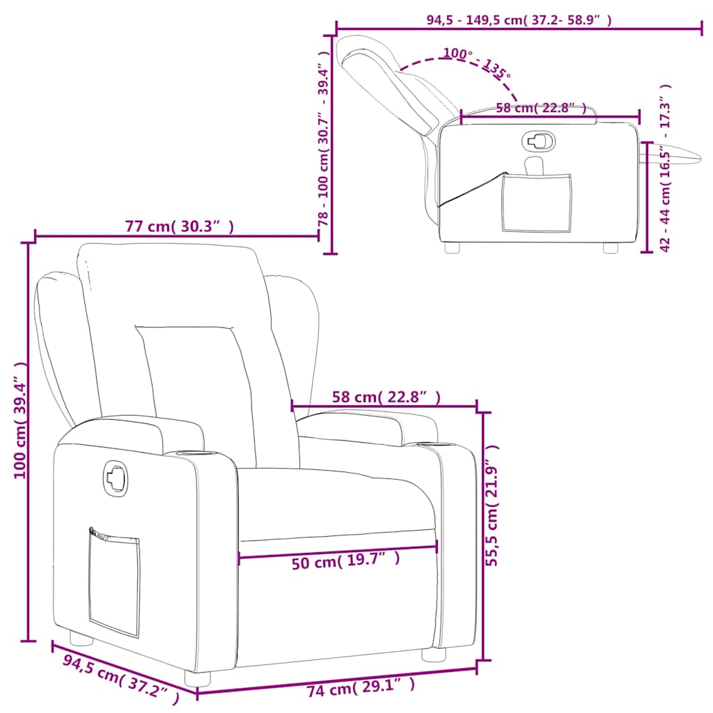 Fauteuil inclinable en similicuir noir - XIOS