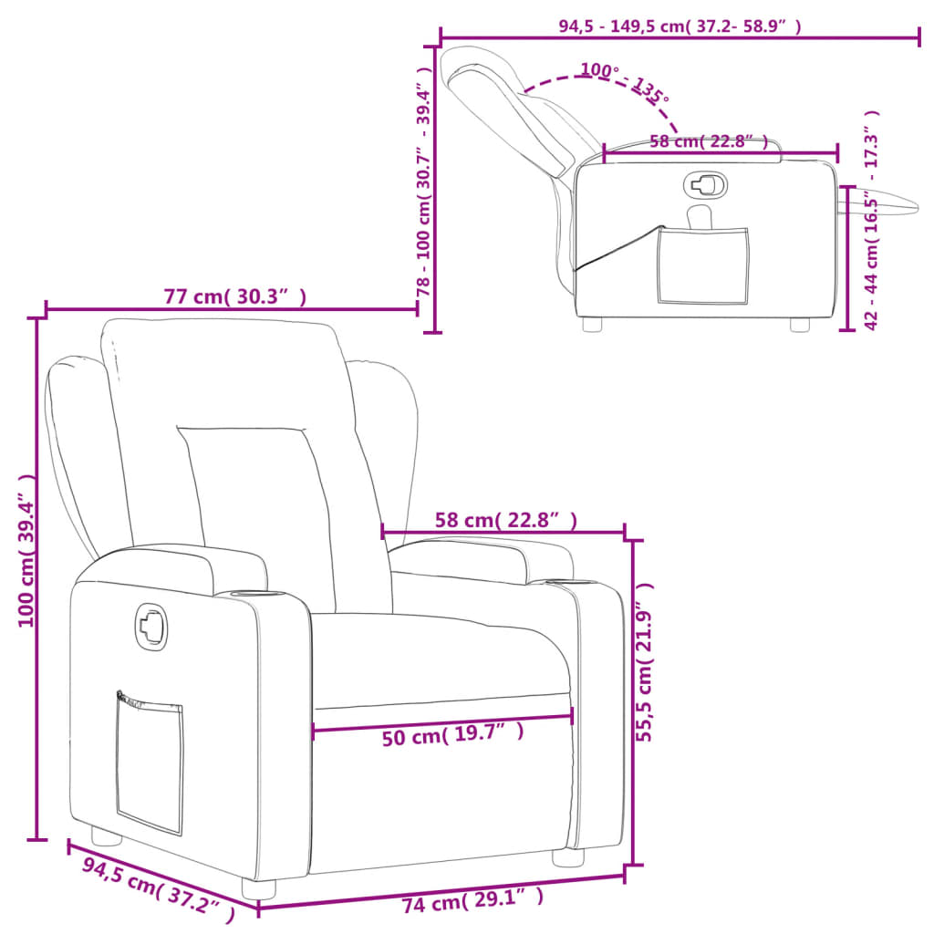 Fauteuil inclinable Cappuccino Similicuir - XIOS