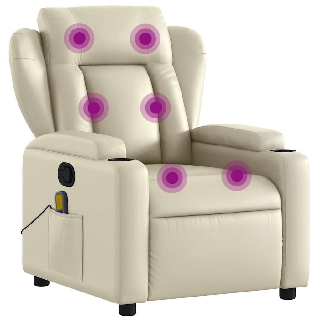 Fauteuil inclinable de massage Crème Similicuir - XIOS