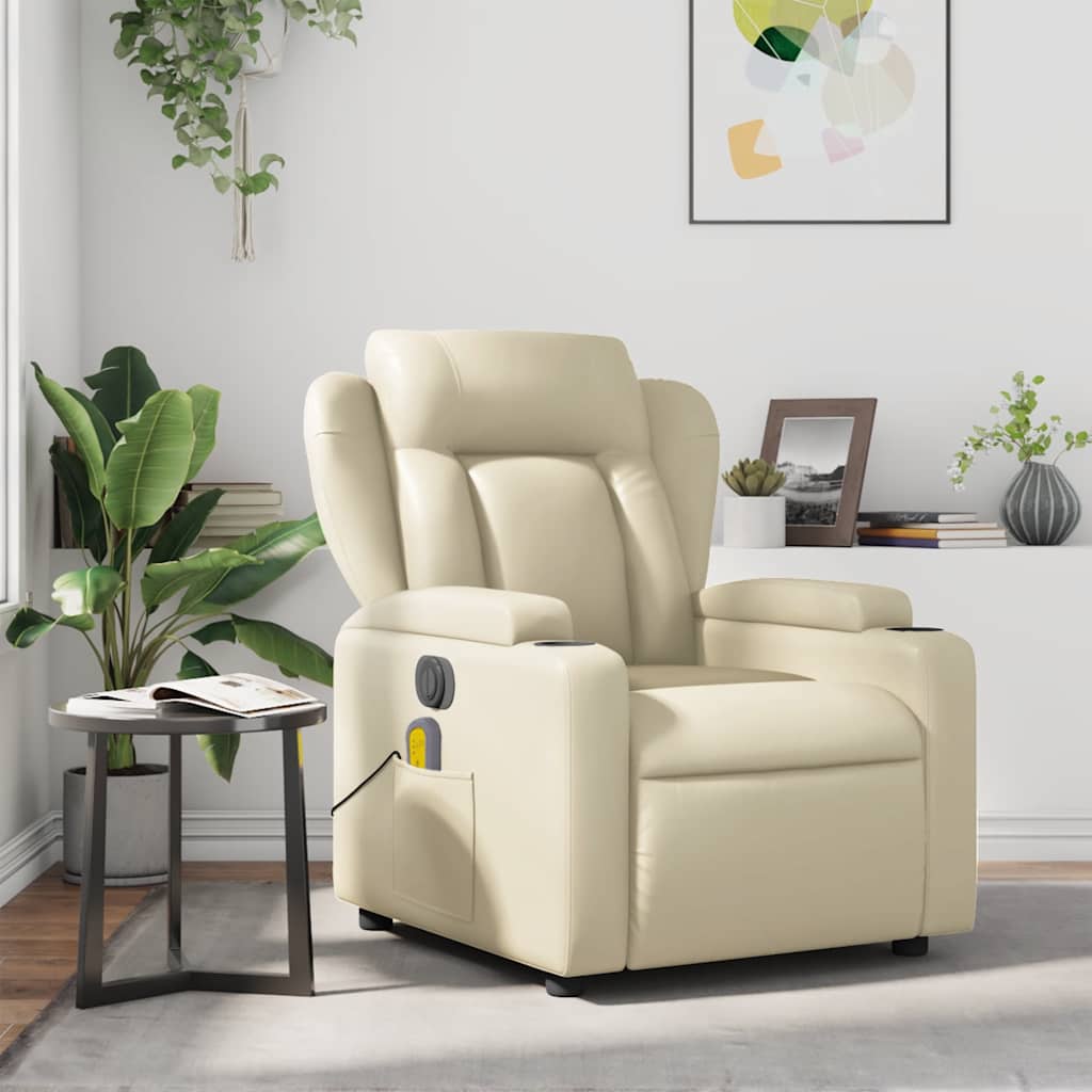 Fauteuil inclinable de massage Crème Similicuir - XIOS