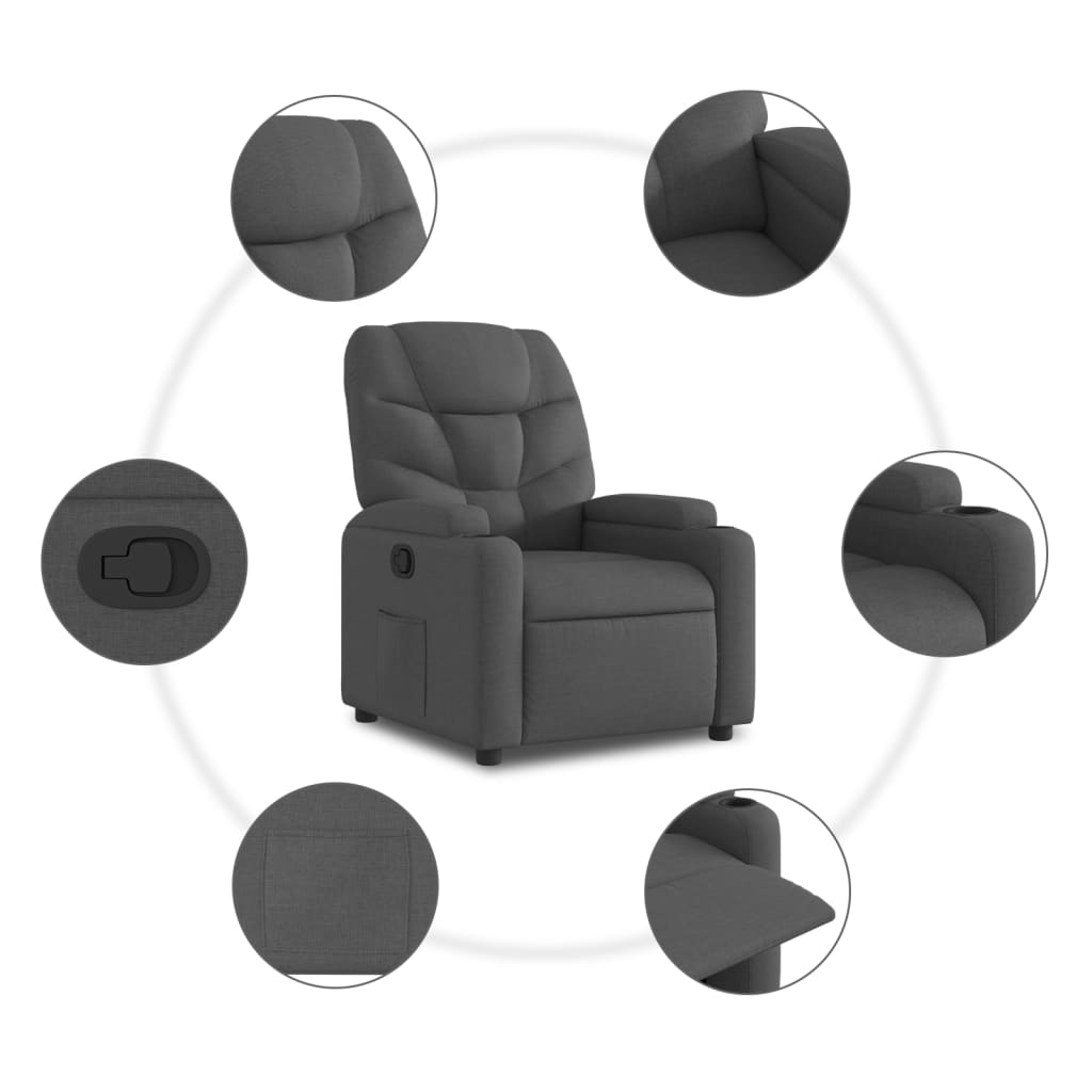 Fauteuil inclinable en tissu gris foncé