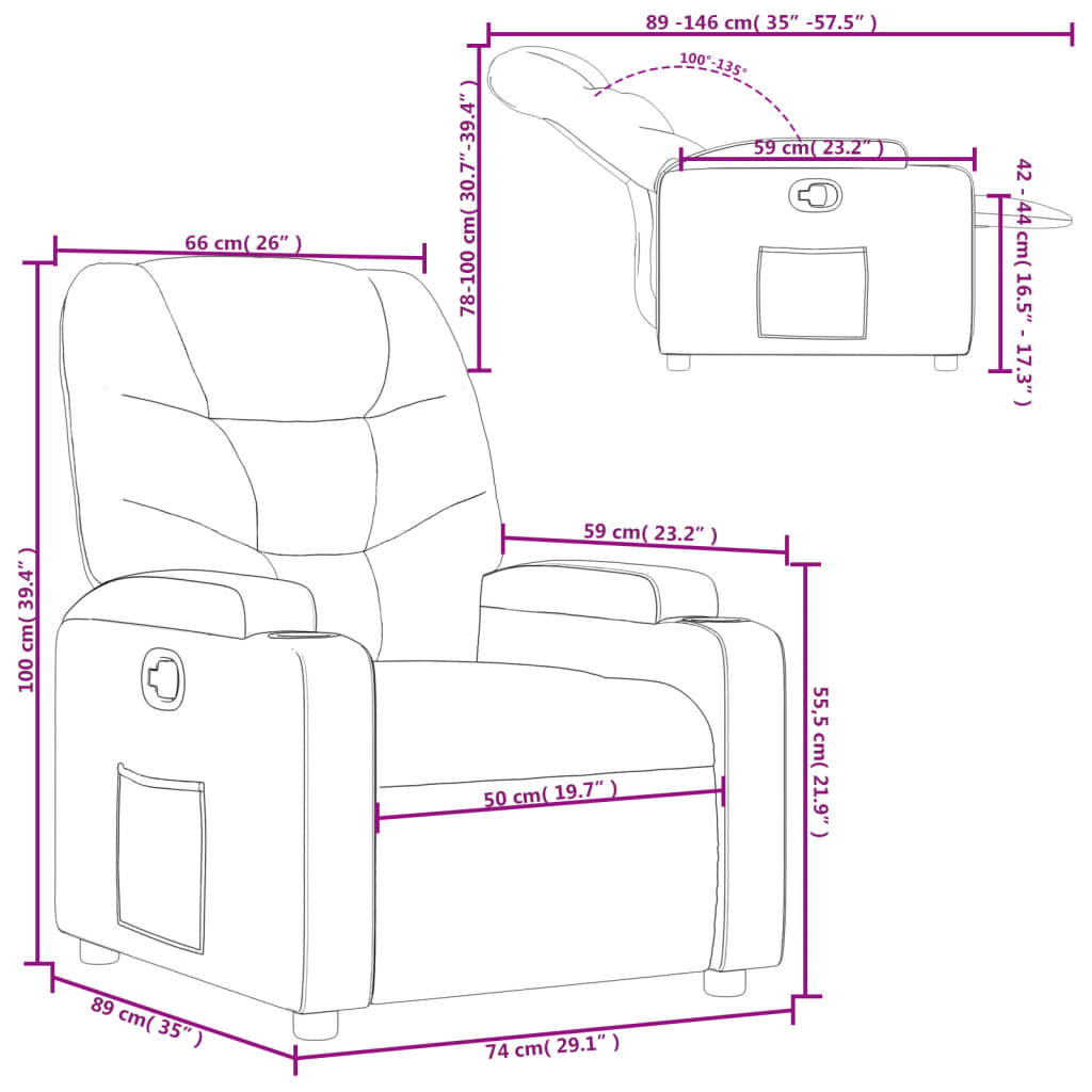 Fauteuil inclinable en tissu gris foncé