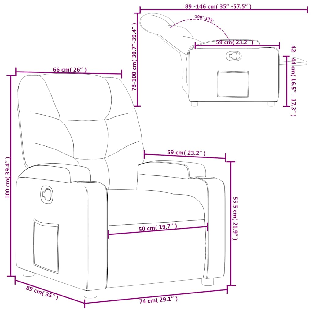 Fauteuil inclinable Marron foncé Tissu - XIOS