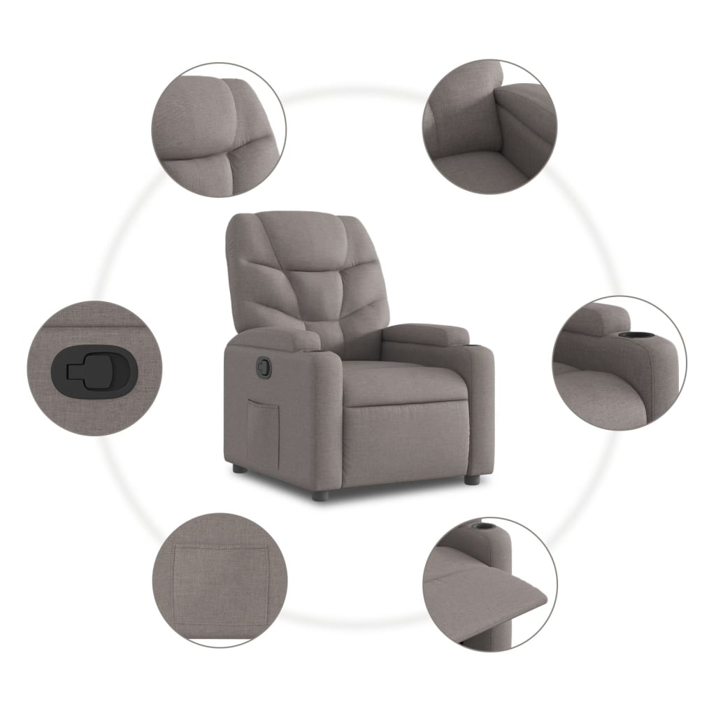 Fauteuil inclinable Taupe Tissu