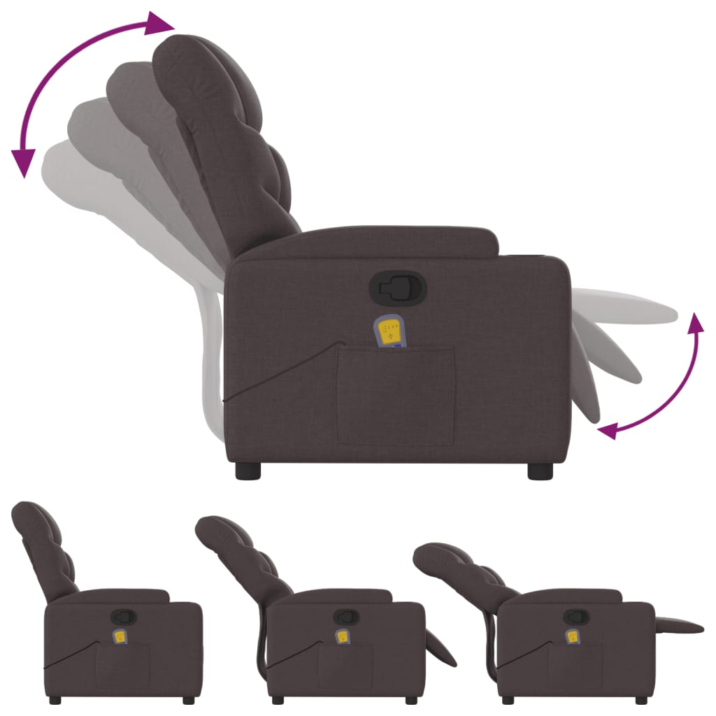 Fauteuil de massage inclinable Marron foncé Tissu - XIOS