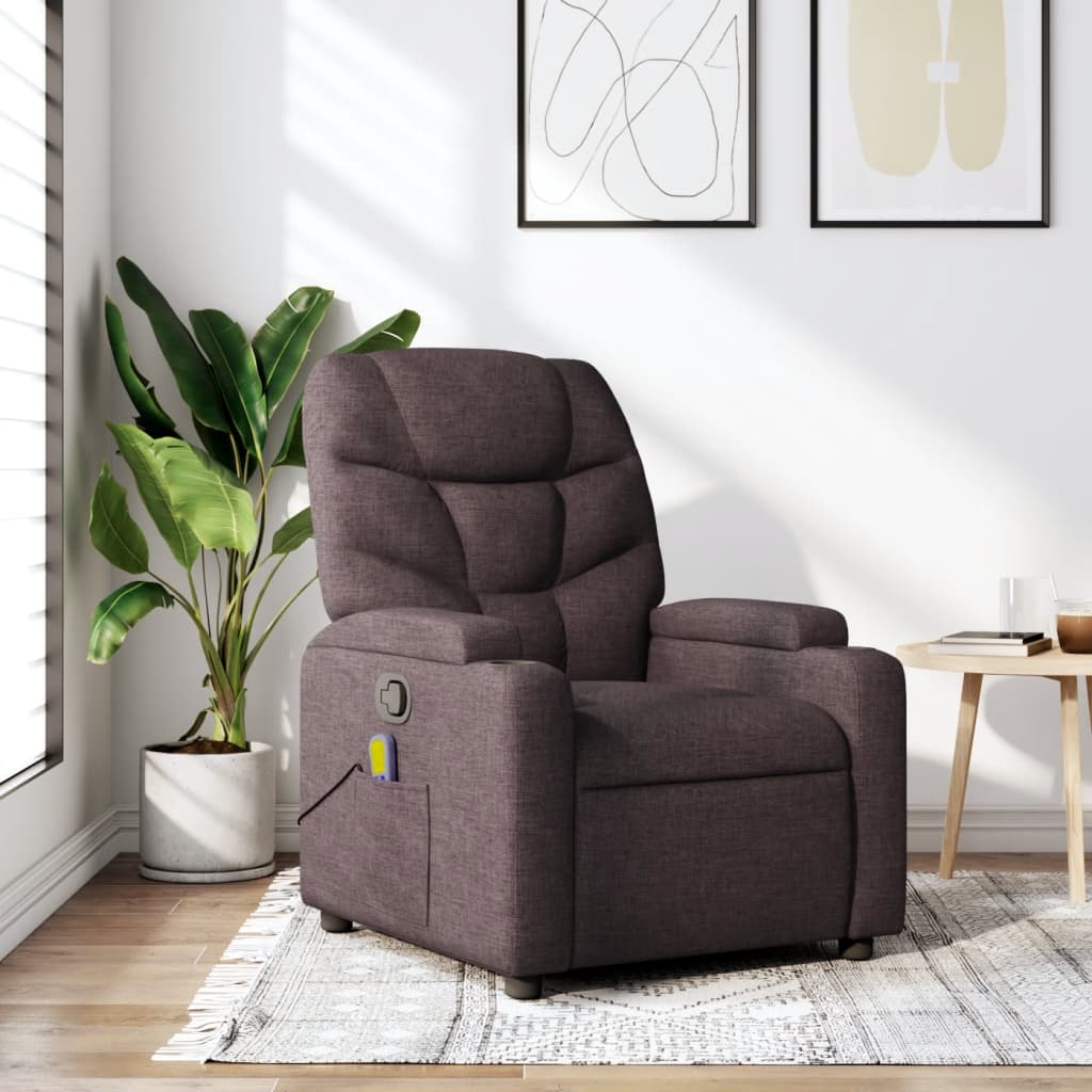 Fauteuil de massage inclinable Marron foncé Tissu - XIOS