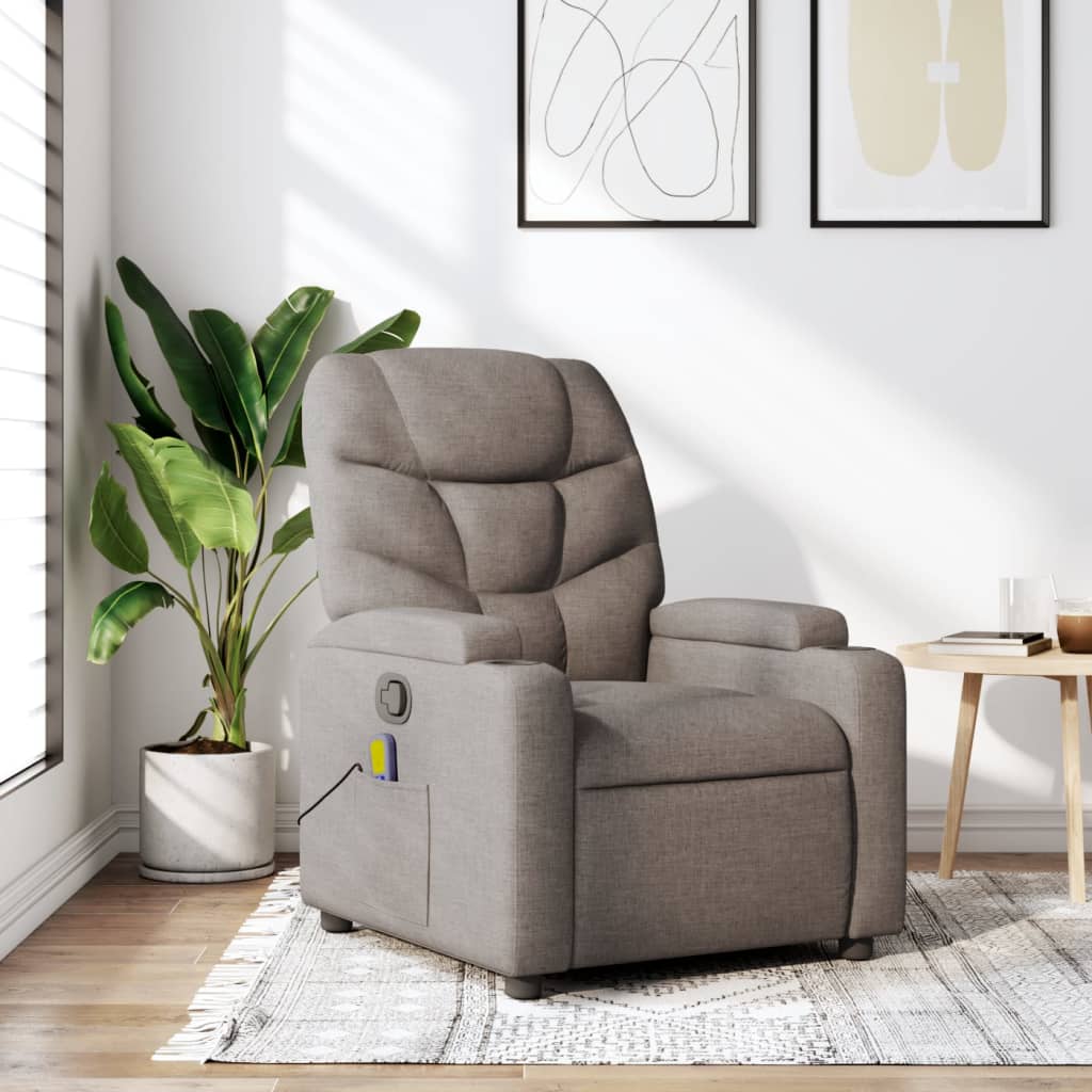 Fauteuil de massage inclinable Taupe Tissu - XIOS