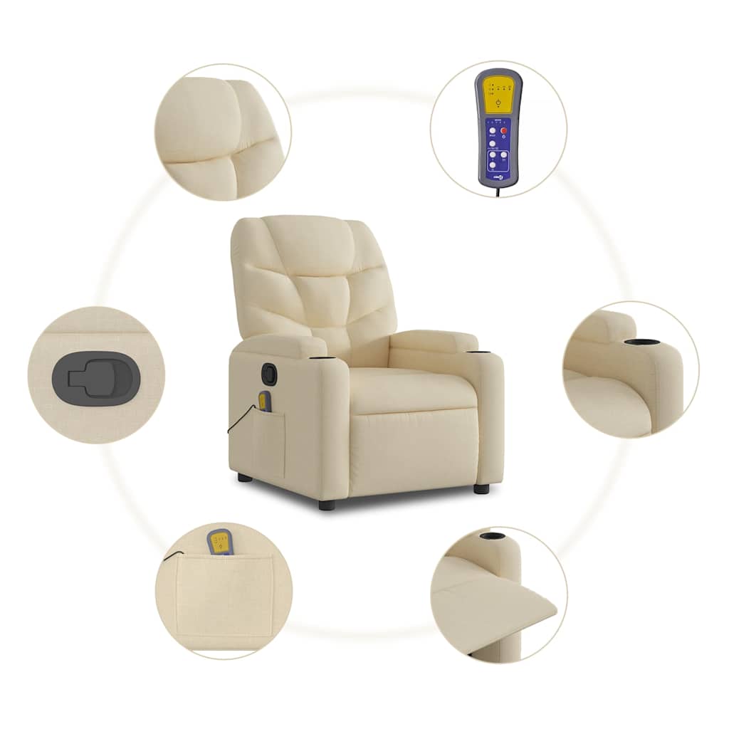 Fauteuil de massage inclinable Crème Tissu - XIOS