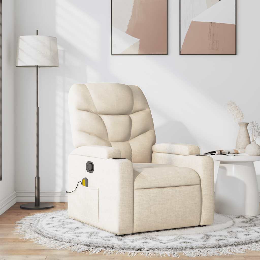 Fauteuil de massage inclinable Crème Tissu - XIOS
