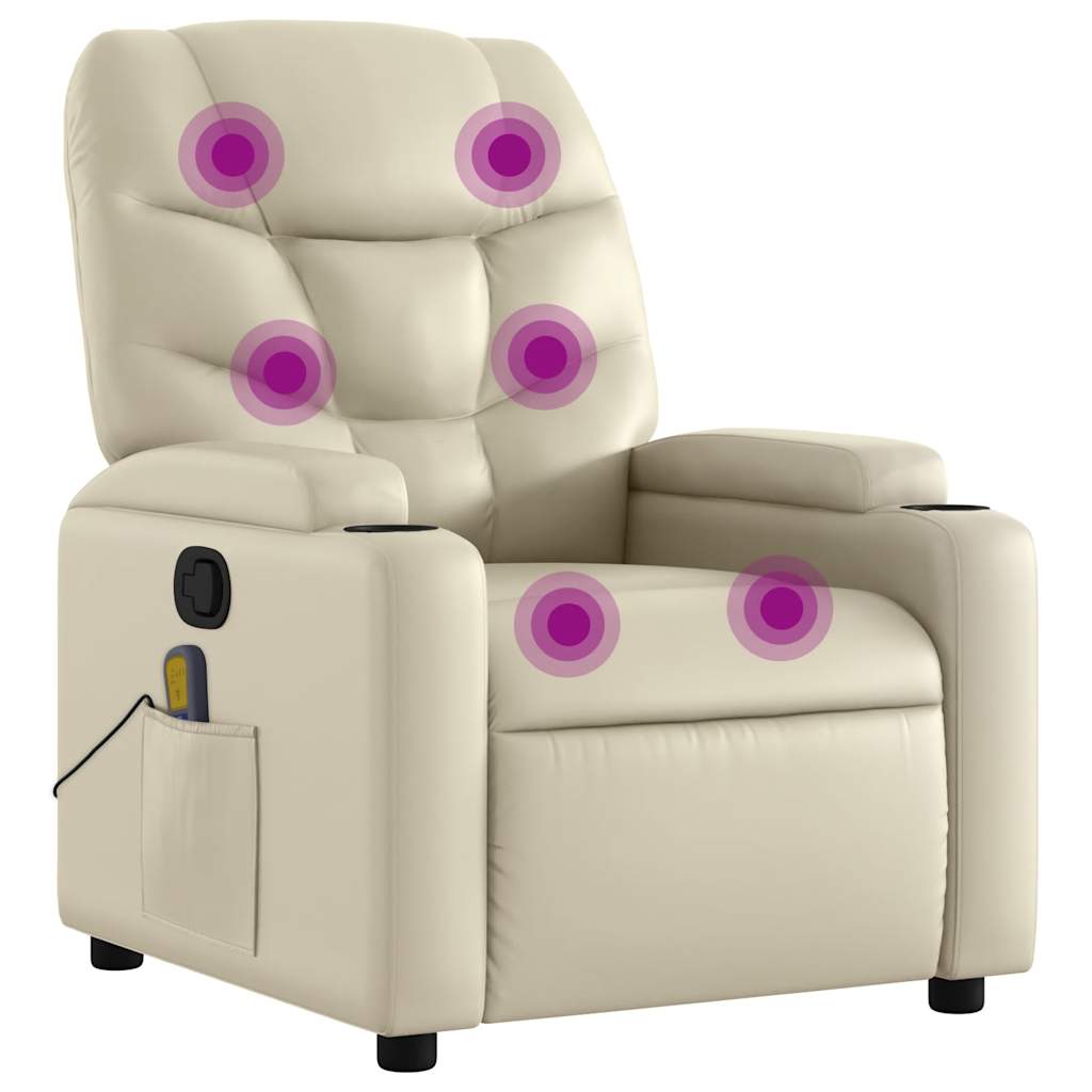 Fauteuil inclinable de massage Crème Similicuir - XIOS