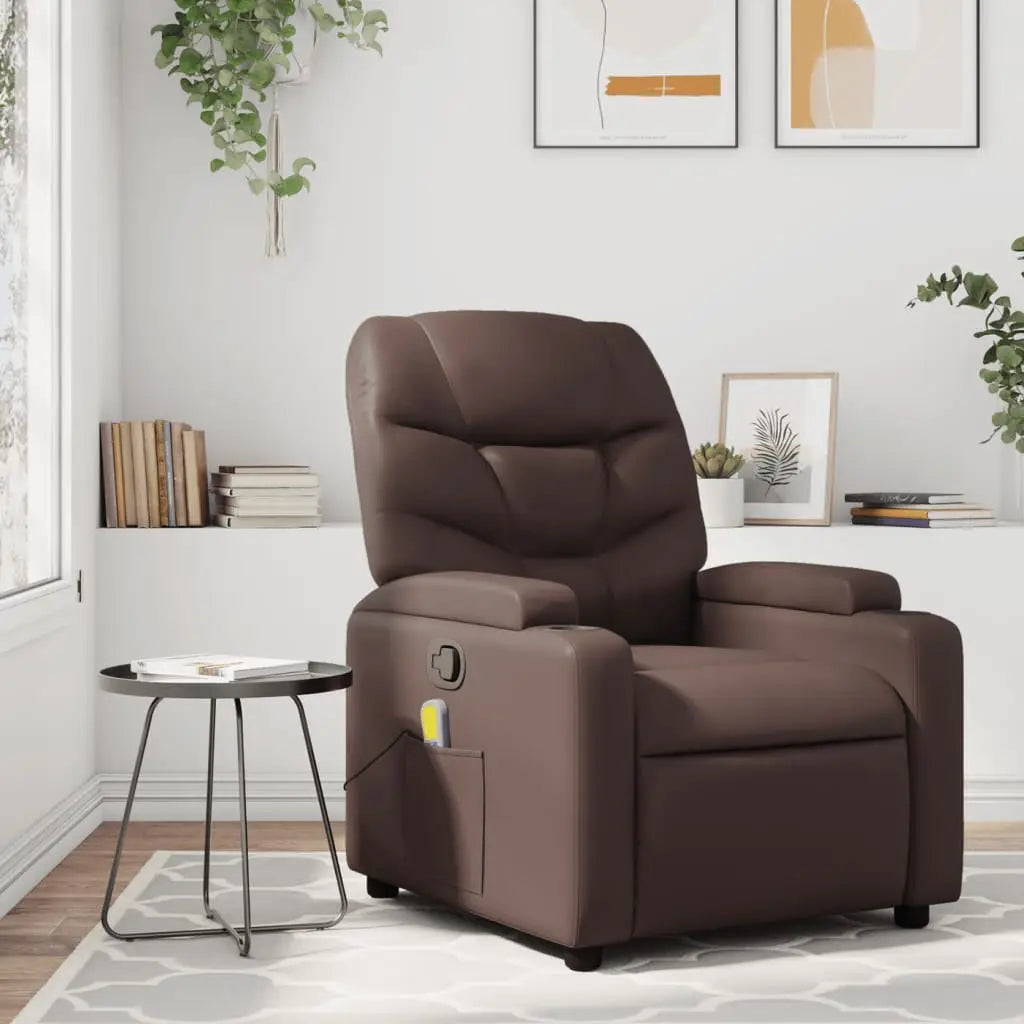 Fauteuil de massage inclinable Marron Similicuir - XIOS