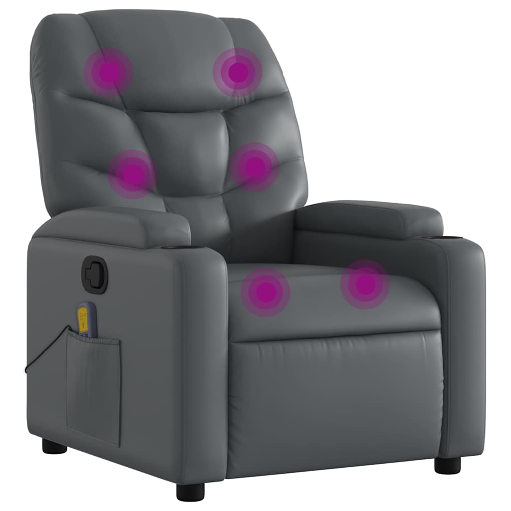 Fauteuil de massage inclinable Gris Similicuir - XIOS