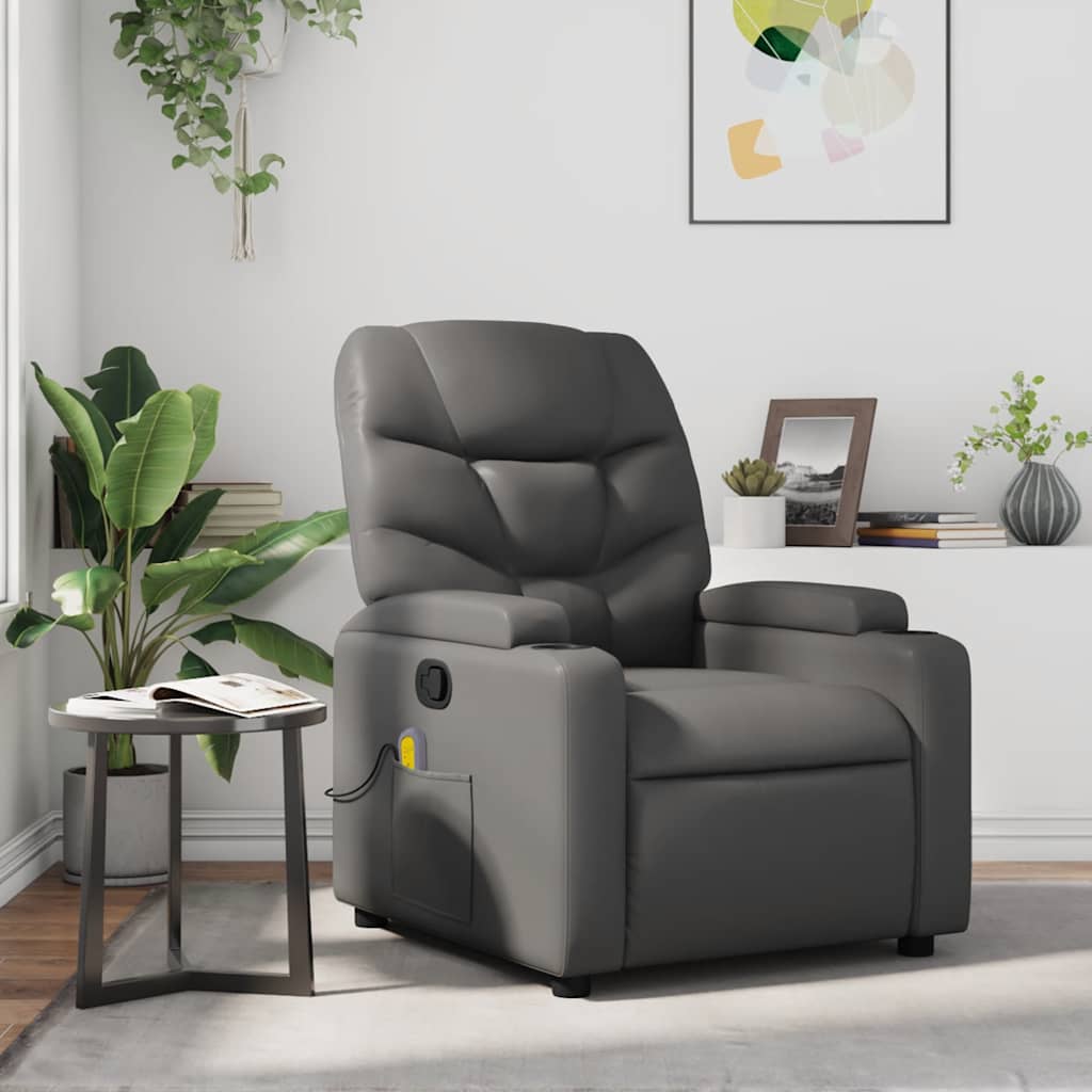 Fauteuil de massage inclinable Gris Similicuir - XIOS