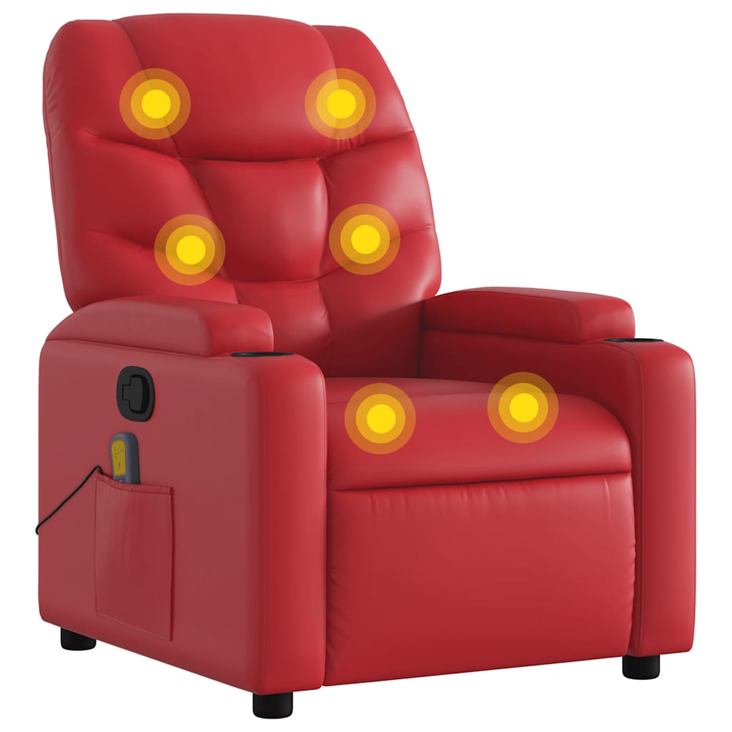 Fauteuil de massage inclinable rouge similicuir - XIOS