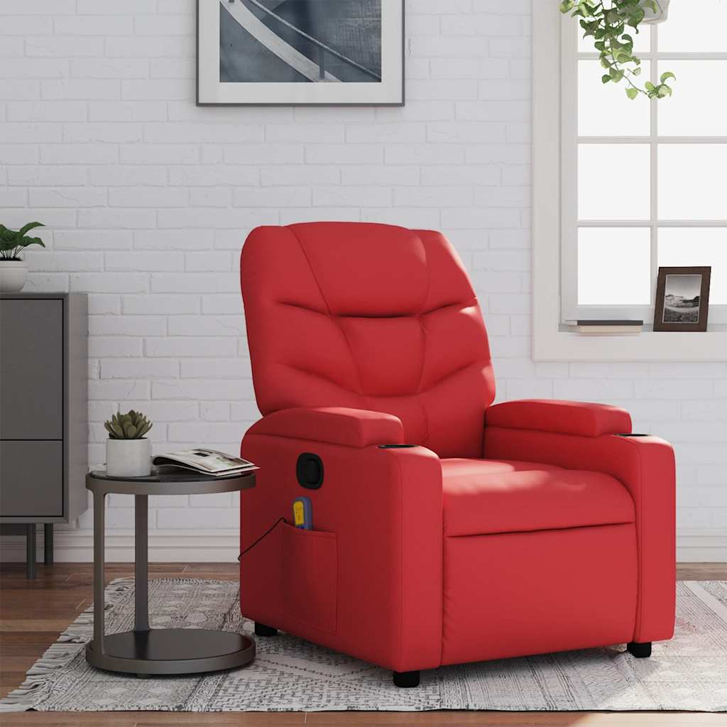 Fauteuil de massage inclinable rouge similicuir - XIOS