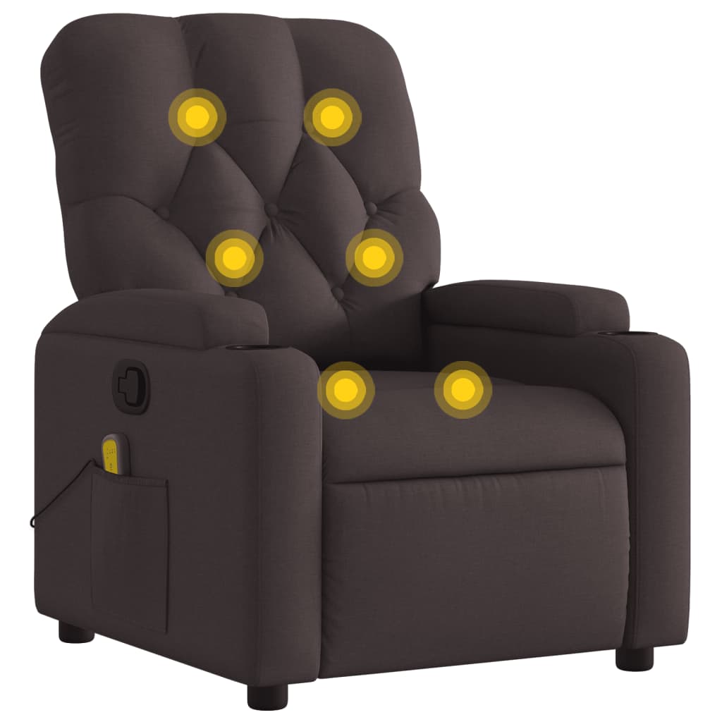 Fauteuil de massage inclinable Marron foncé Tissu - XIOS