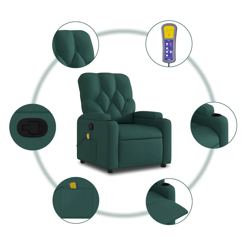 Fauteuil de massage inclinable Vert foncé Tissu - XIOS