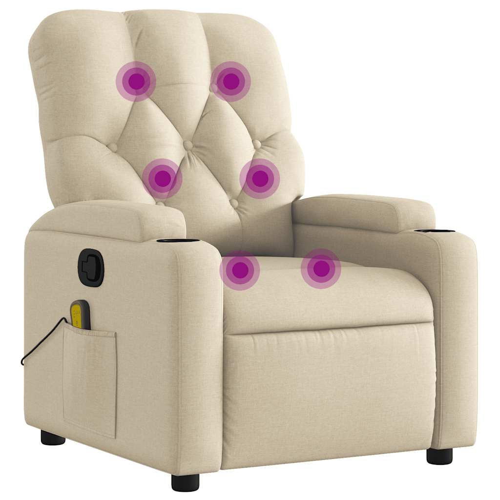 Fauteuil de massage inclinable Crème Tissu - XIOS