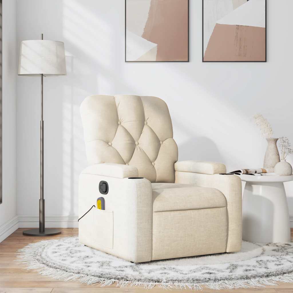 Fauteuil de massage inclinable Crème Tissu - XIOS