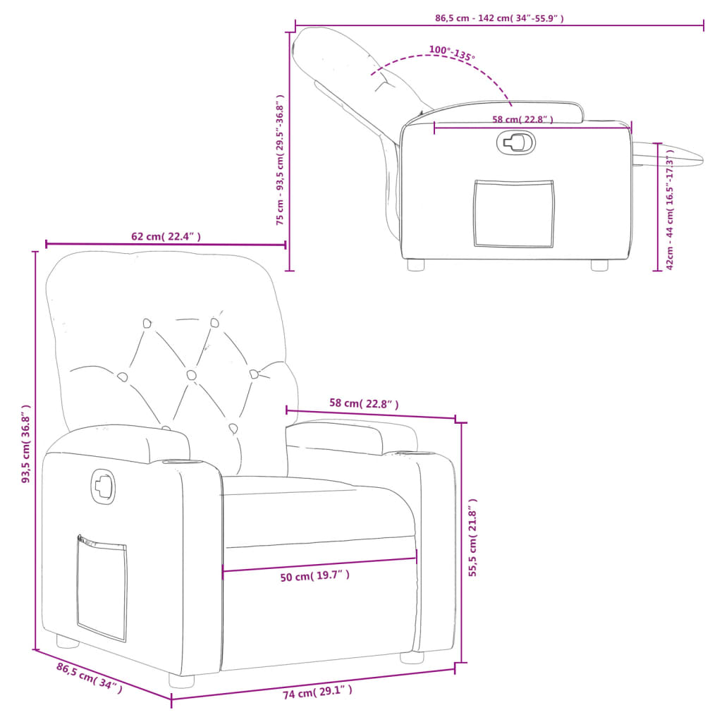 Fauteuil inclinable Rouge bordeaux Similicuir - XIOS
