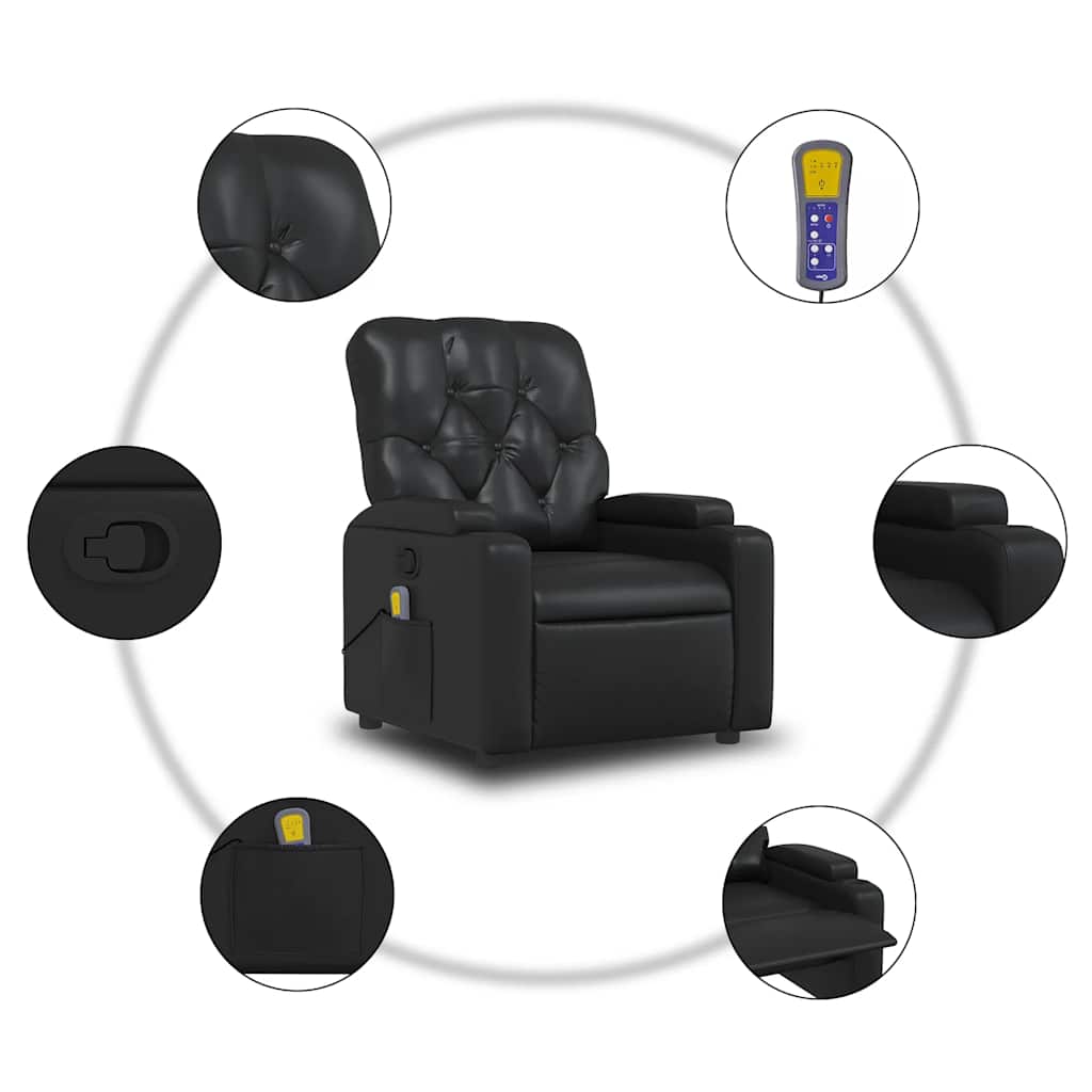 Fauteuil de massage inclinable Noir Similicuir - XIOS