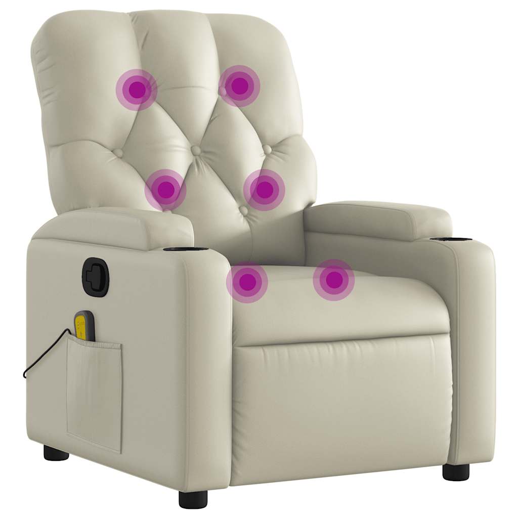 Fauteuil inclinable de massage Crème Similicuir