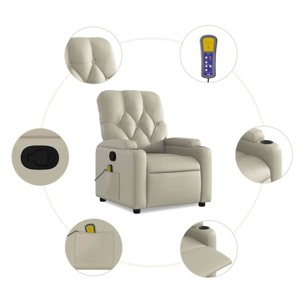 Fauteuil inclinable de massage Crème Similicuir - XIOS