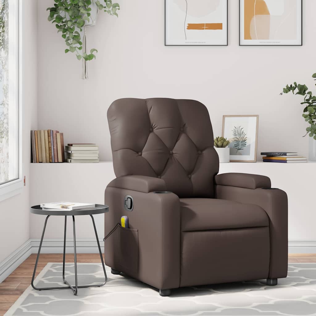 Fauteuil de massage inclinable Marron Similicuir - XIOS
