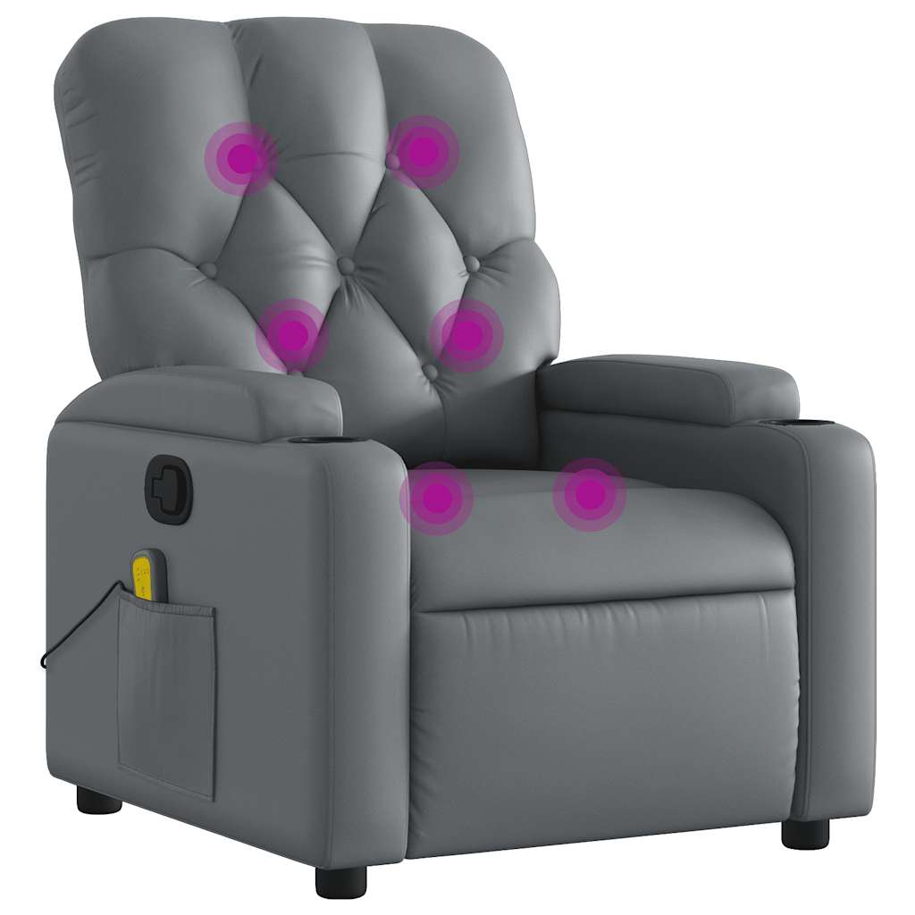 Fauteuil de massage inclinable Gris Similicuir - XIOS