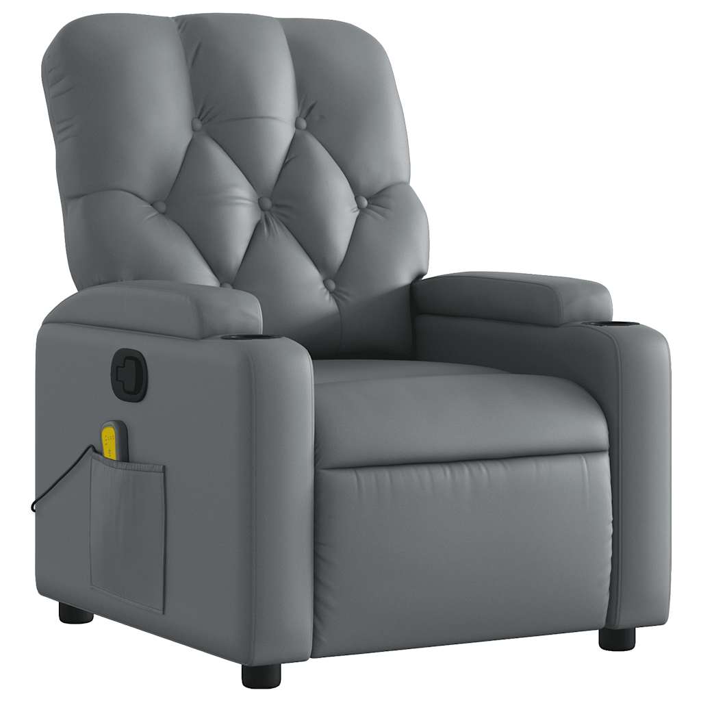 Fauteuil de massage inclinable Gris Similicuir - XIOS