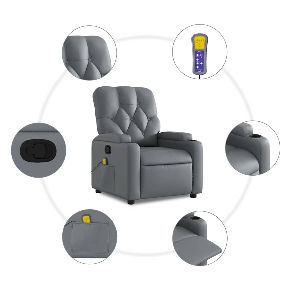 Fauteuil de massage inclinable Gris Similicuir - XIOS