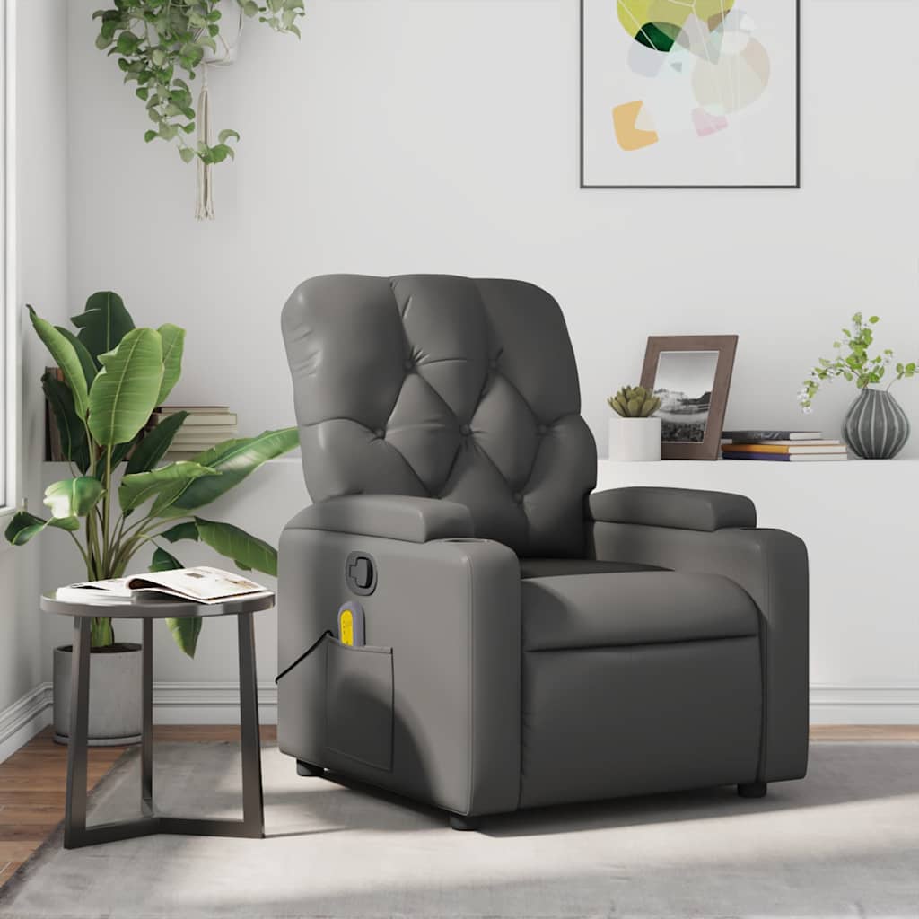 Fauteuil de massage inclinable Gris Similicuir - XIOS