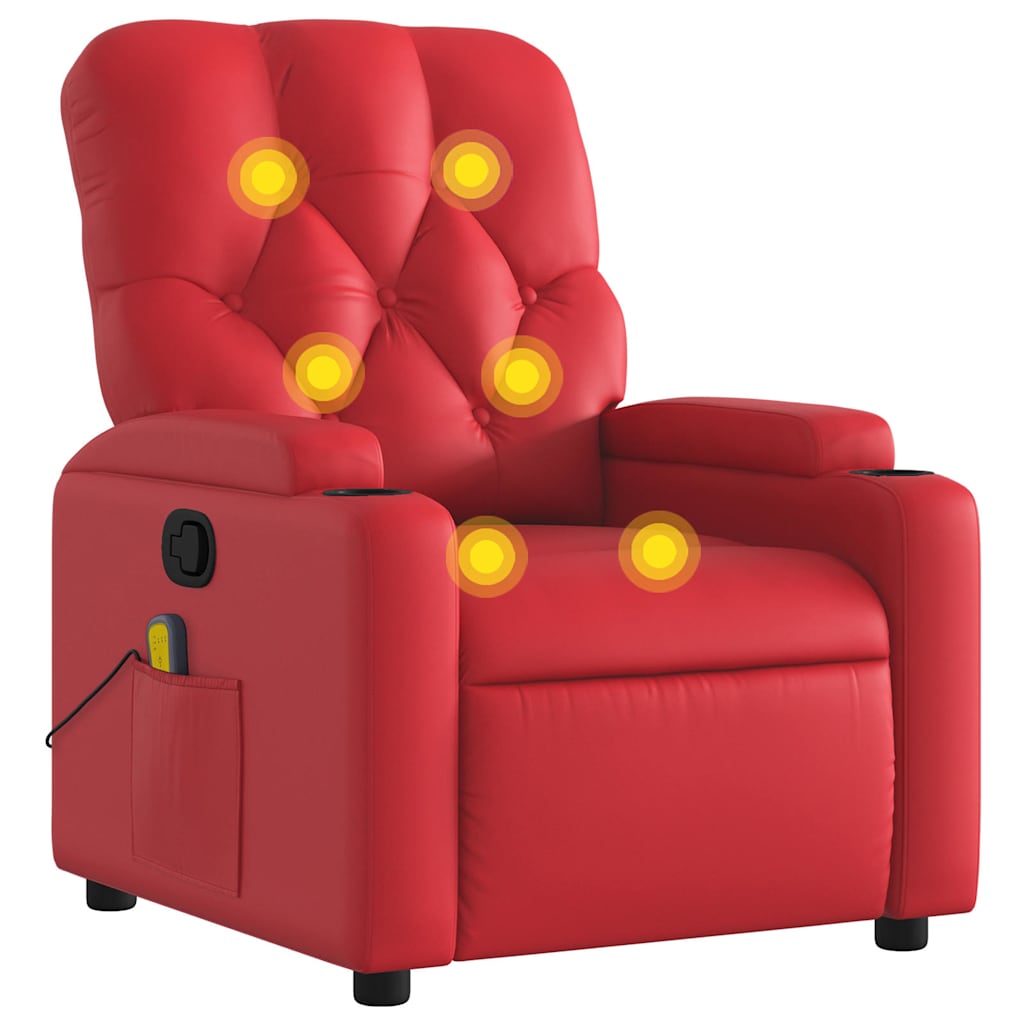 Fauteuil de massage inclinable rouge similicuir - XIOS