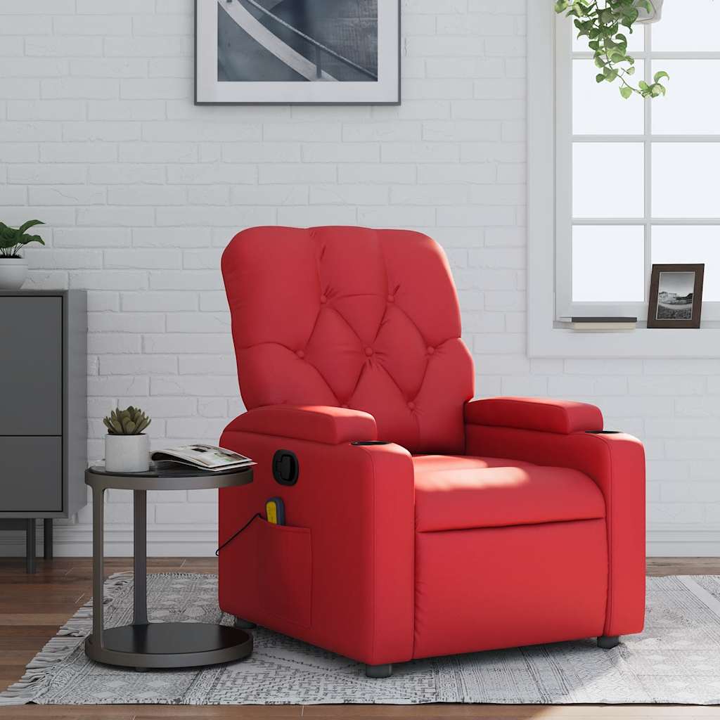 Fauteuil de massage inclinable rouge similicuir - XIOS