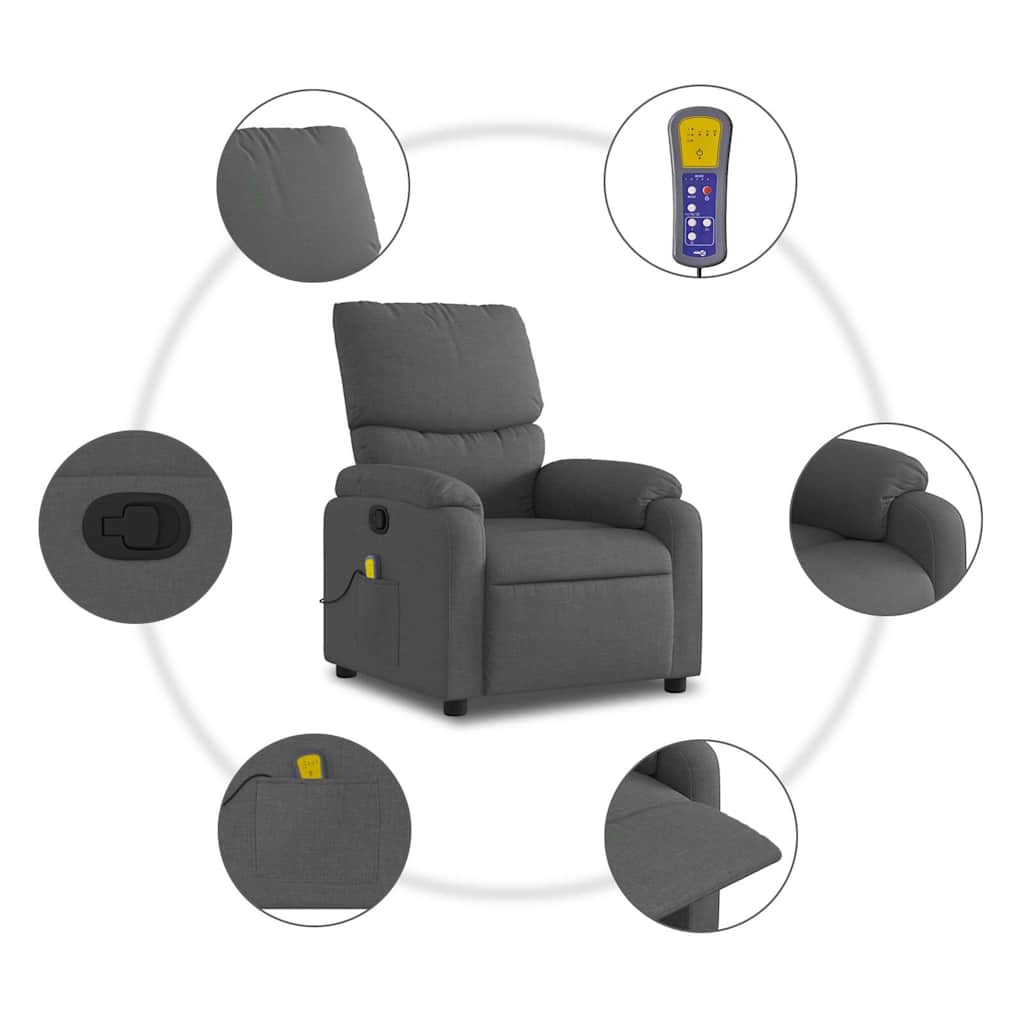 Fauteuil de massage inclinable Gris foncé Tissu - XIOS