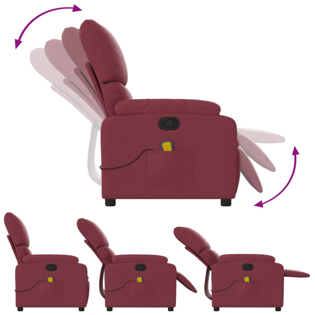 Fauteuil de massage inclinable Rouge bordeaux Tissu - XIOS