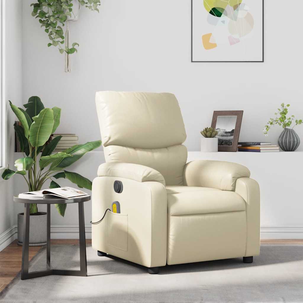Fauteuil inclinable de massage Crème Similicuir - XIOS