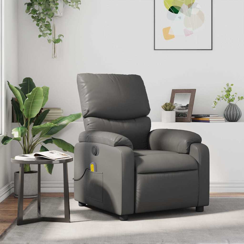 Fauteuil de massage inclinable Gris Similicuir - XIOS