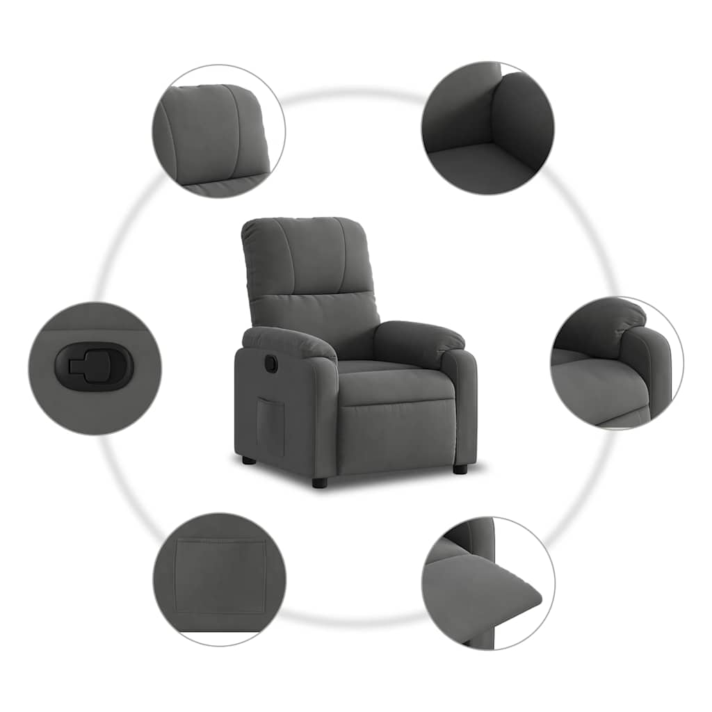 Fauteuil inclinable gris foncé tissu microfibre - XIOS