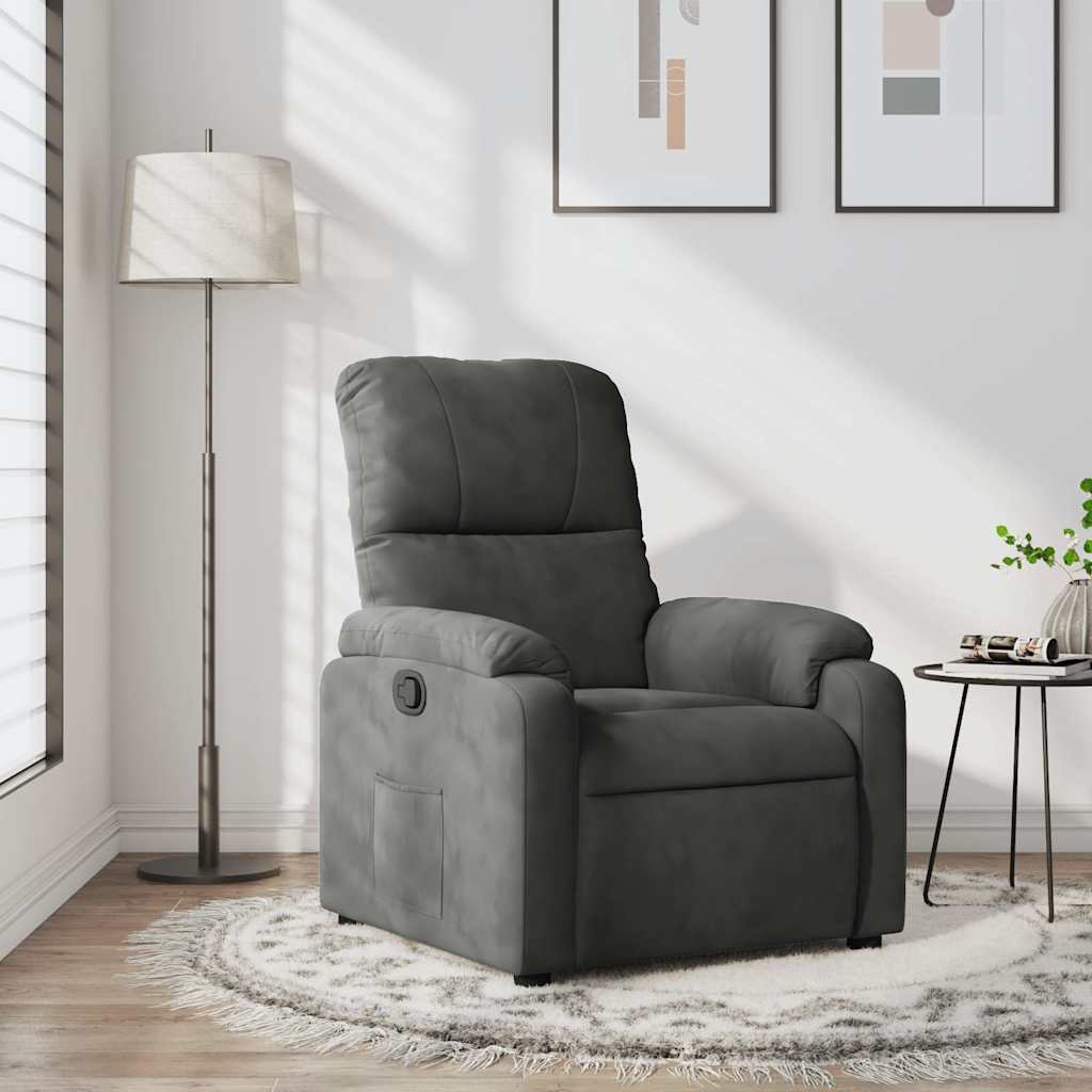 Fauteuil inclinable gris foncé tissu microfibre - XIOS