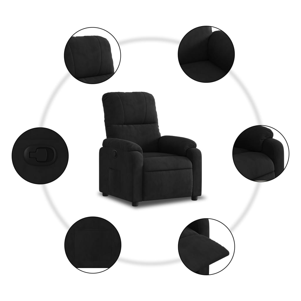 Fauteuil inclinable noir tissu microfibre