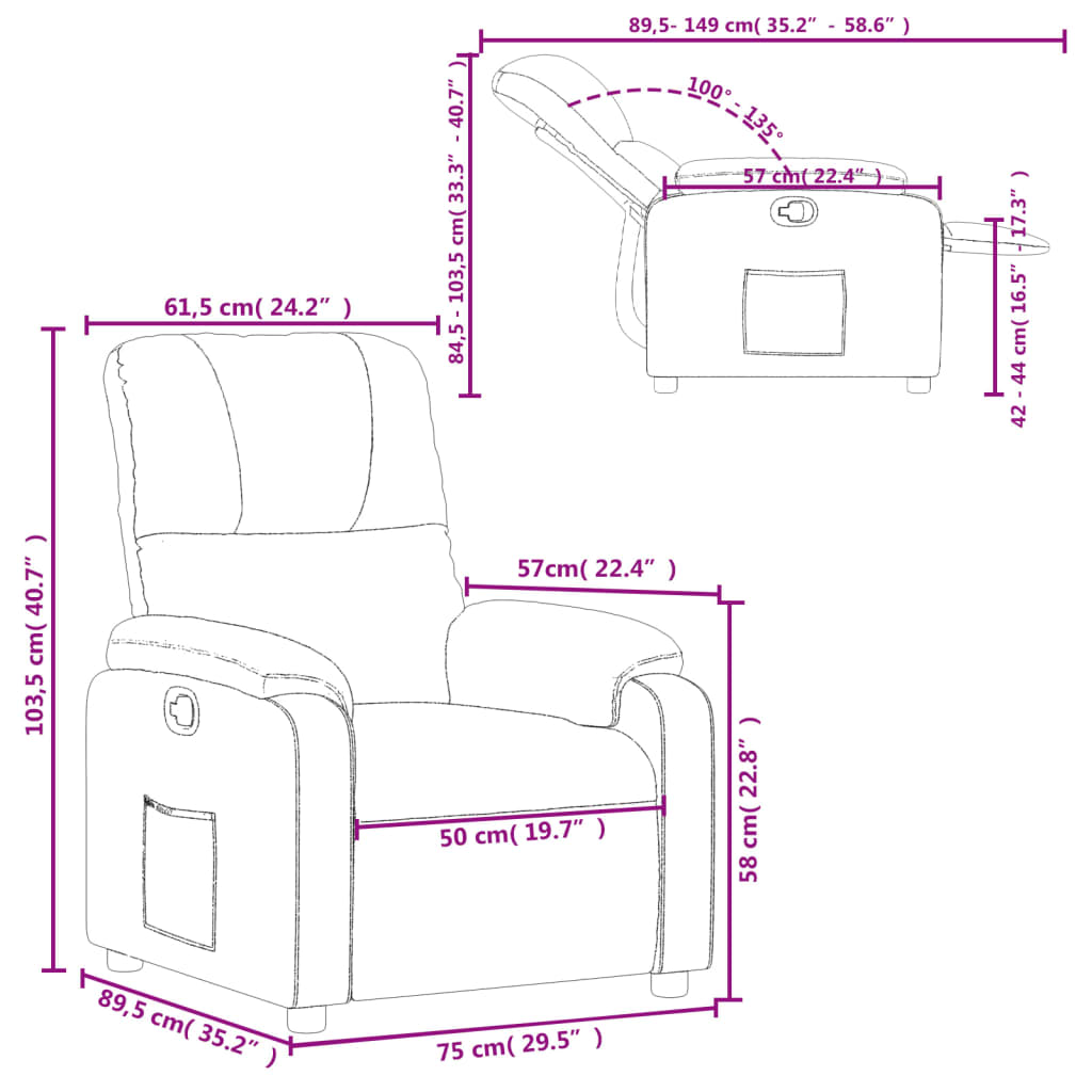 Fauteuil inclinable noir tissu microfibre