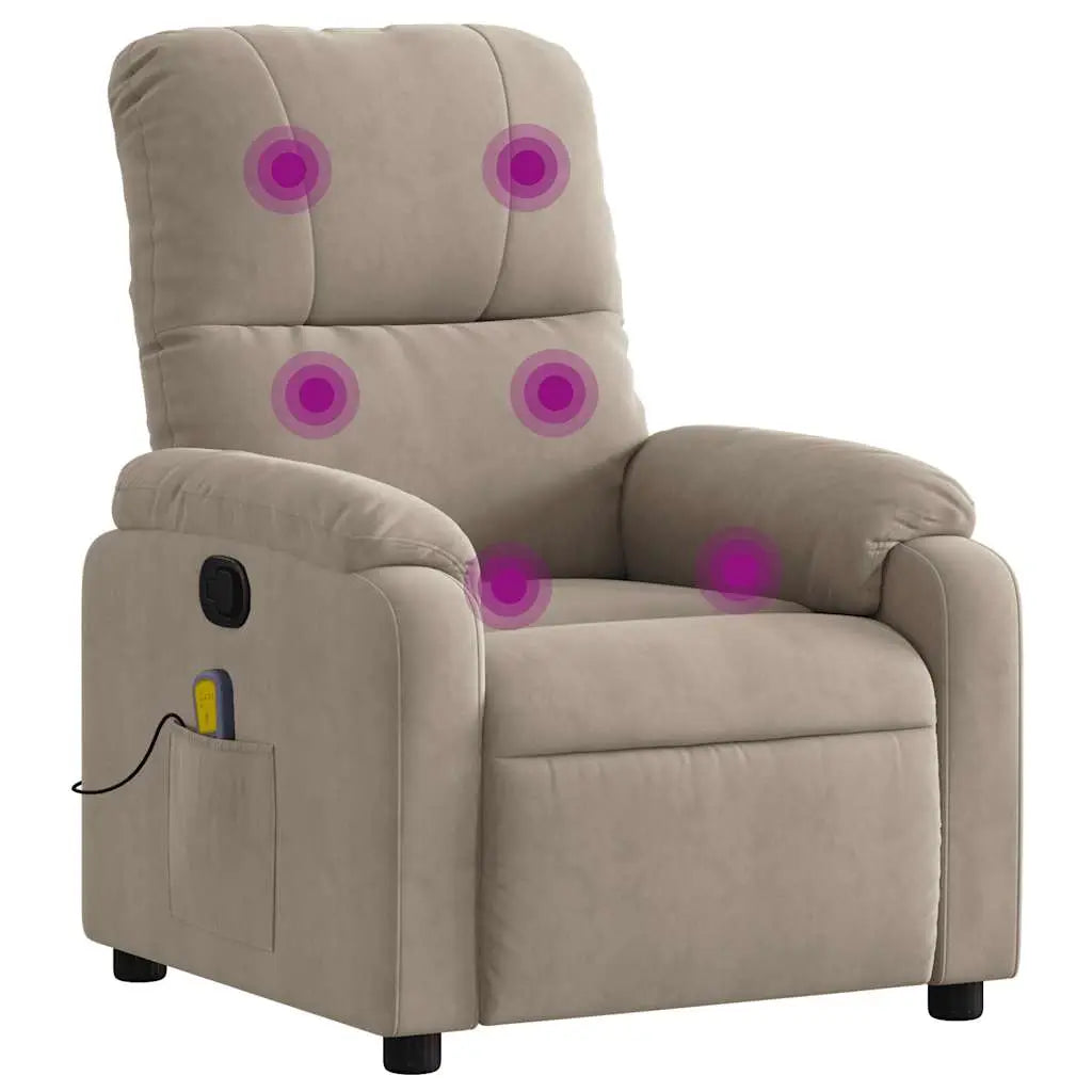 Fauteuil inclinable de massage taupe tissu microfibre - XIOS