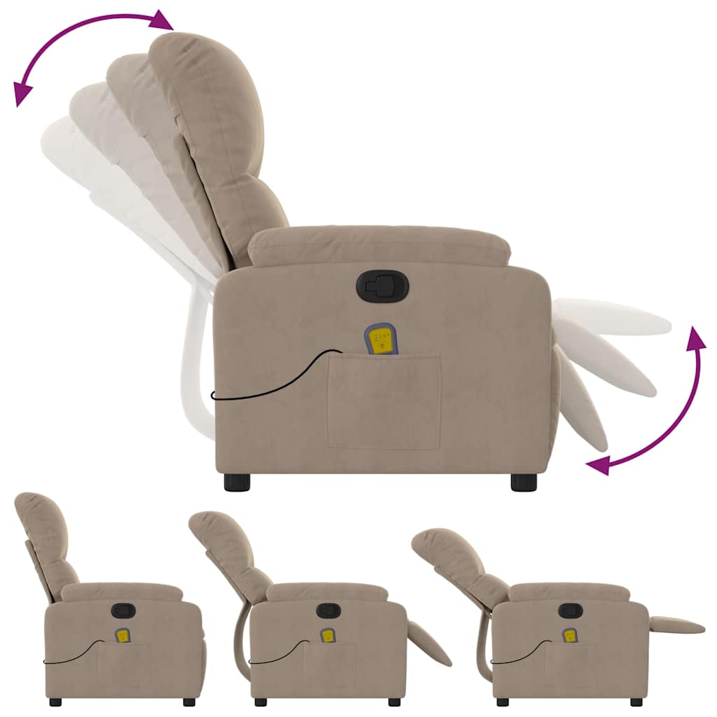Fauteuil inclinable de massage taupe tissu microfibre - XIOS