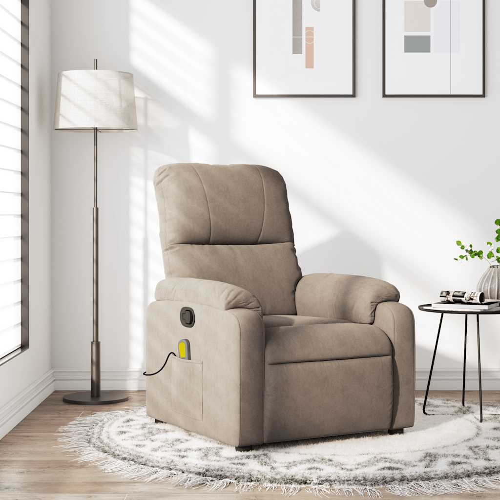 Fauteuil inclinable de massage taupe tissu microfibre - XIOS