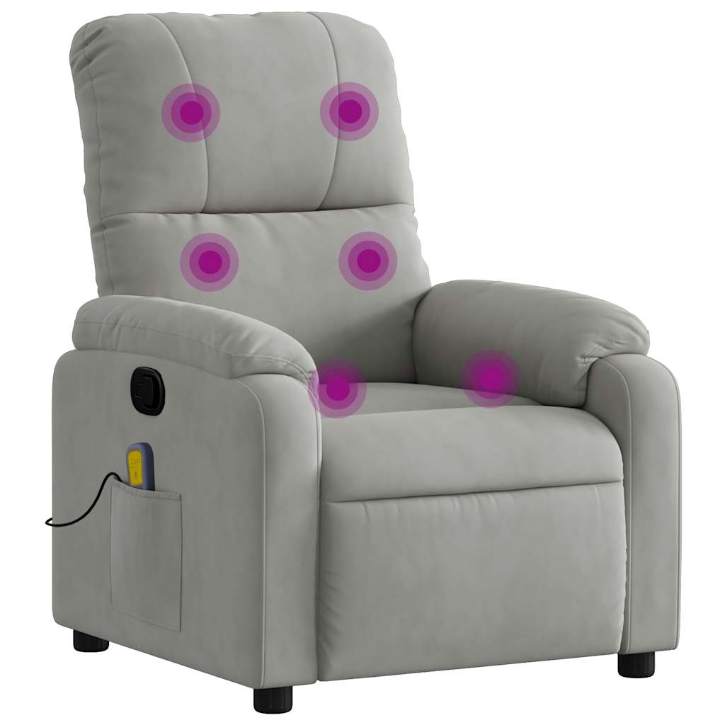 Fauteuil inclinable de massage gris clair tissu microfibre - XIOS