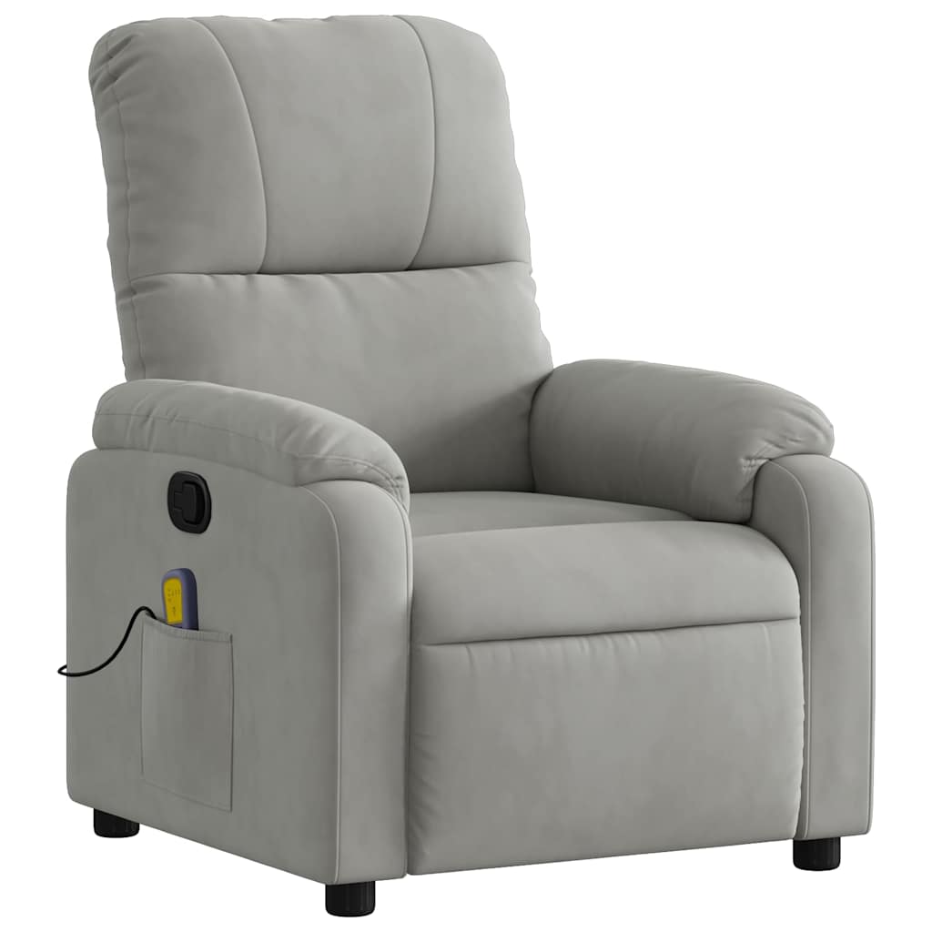 Fauteuil inclinable de massage gris clair tissu microfibre - XIOS