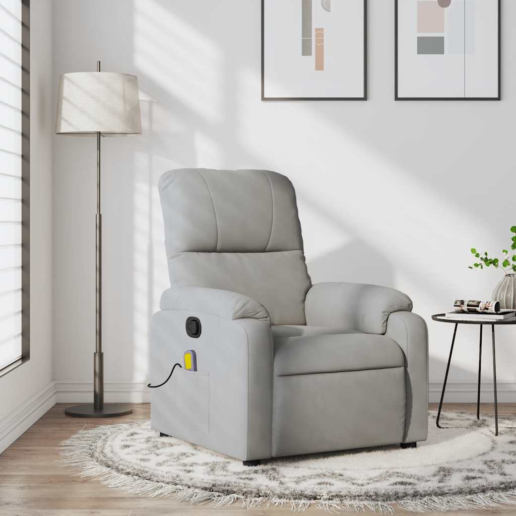 Fauteuil inclinable de massage gris clair tissu microfibre - XIOS