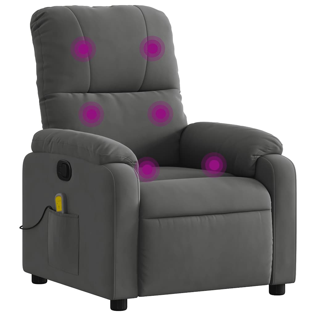 Fauteuil inclinable de massage gris foncé tissu microfibre - XIOS