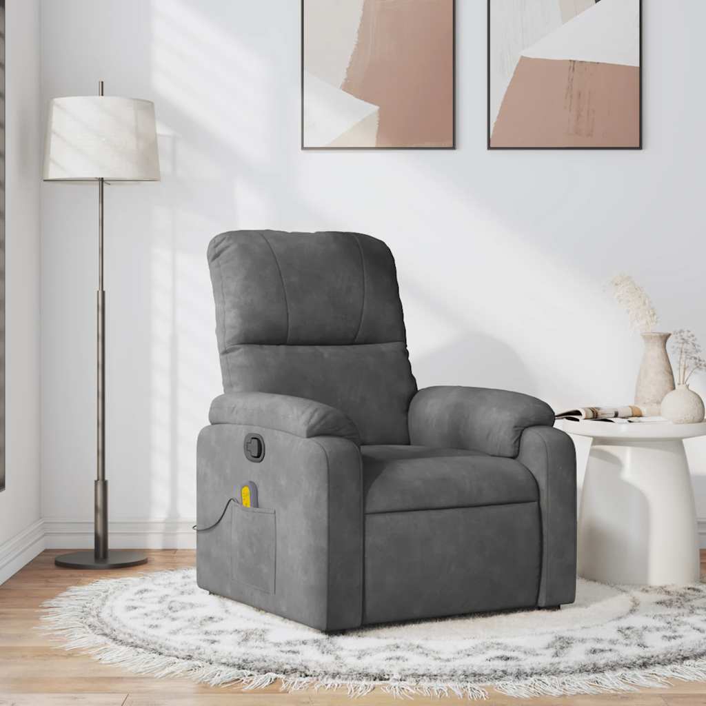 Fauteuil inclinable de massage gris foncé tissu microfibre - XIOS